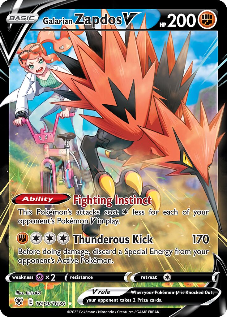 Galarian Zapdos V TG19 — Astral Radiance (English Pokémon TCG card)