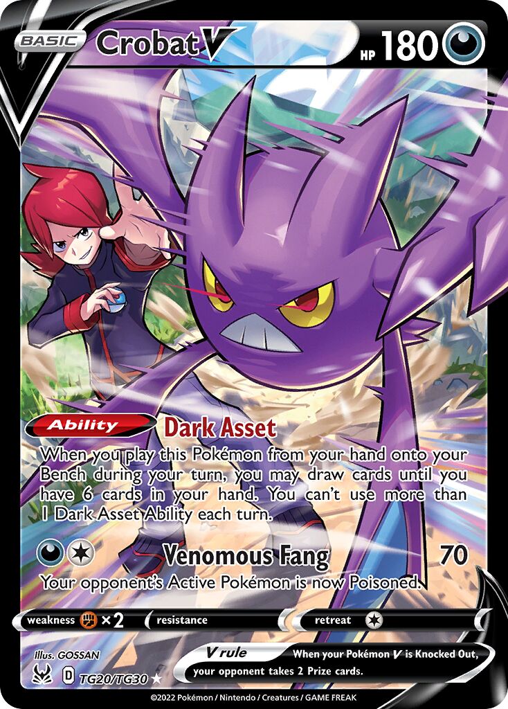 Crobat V 020/30 — Lost Origin (Trainer Gallery) (English Pokémon TCG card)