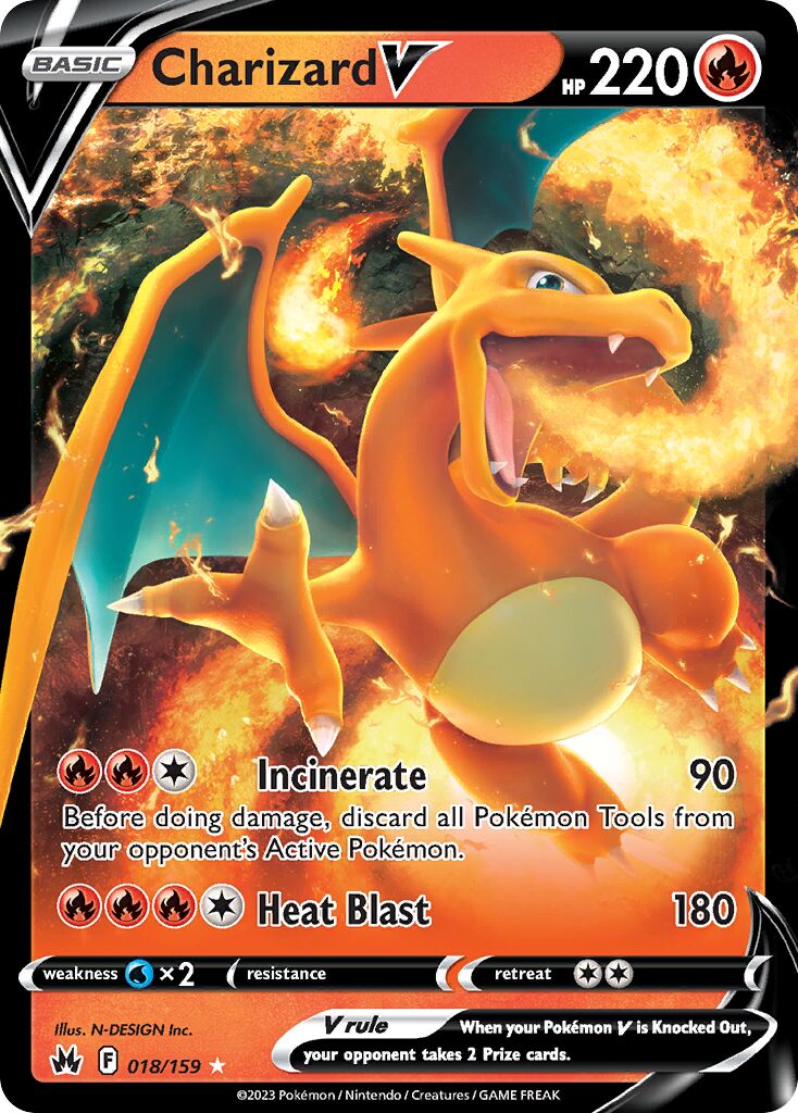 Charizard V 018/230 — Crown Zenith (English Pokémon TCG card)