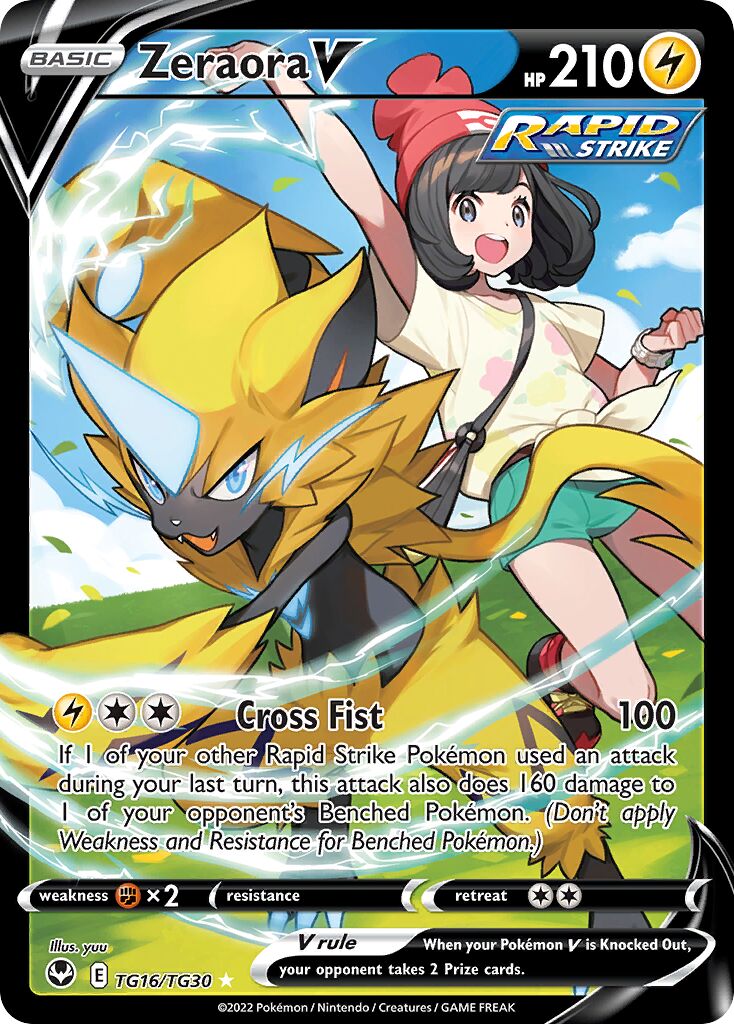 Zeraora V 016/30 — Silver Tempest (Trainer Gallery) (English Pokémon TCG card)