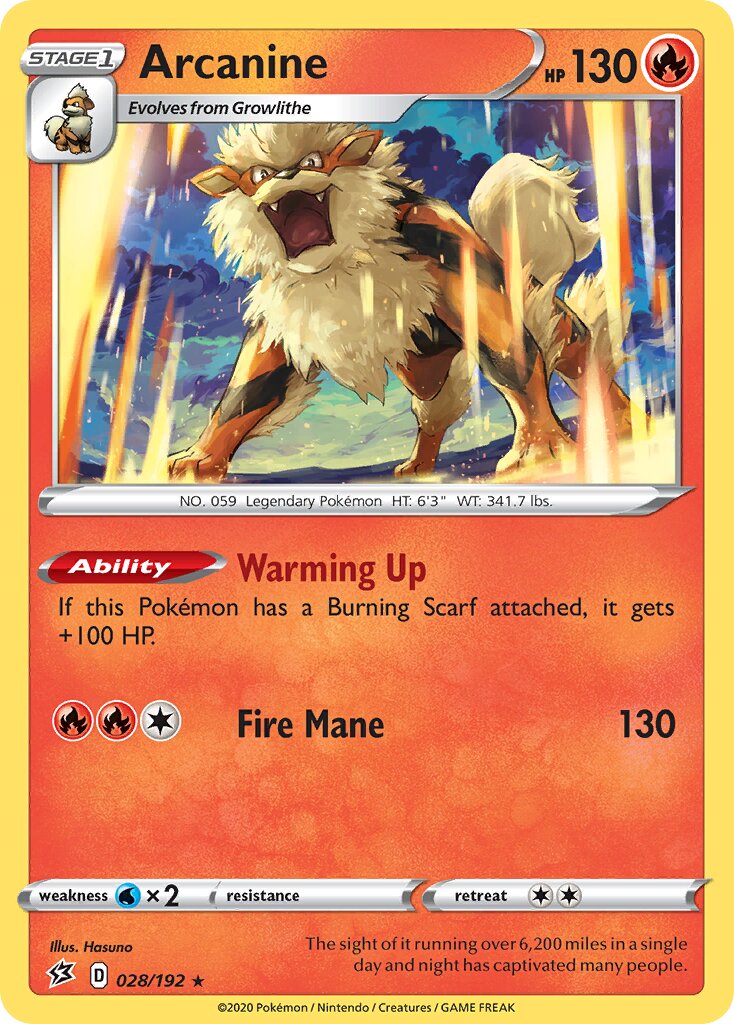 Arcanine 028/209 — Rebel Clash (English Pokémon TCG card)