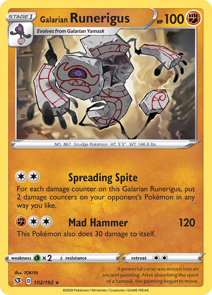 Galarian Runerigus 102/209 — Rebel Clash (English Pokémon TCG card)