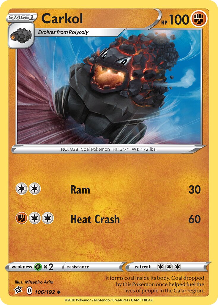 Carkol 106/209 — Rebel Clash (English Pokémon TCG card)