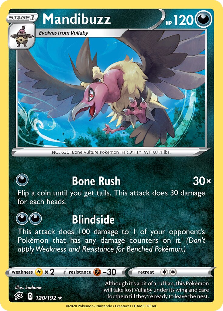 Mandibuzz 120/209 — Rebel Clash (English Pokémon TCG card)