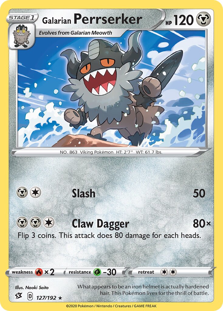 Galarian Perrserker 127/209 — Rebel Clash (English Pokémon TCG card)