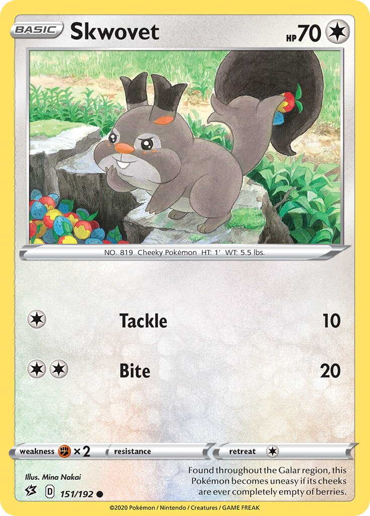 Skwovet 151/209 — Rebel Clash (English Pokémon TCG card)