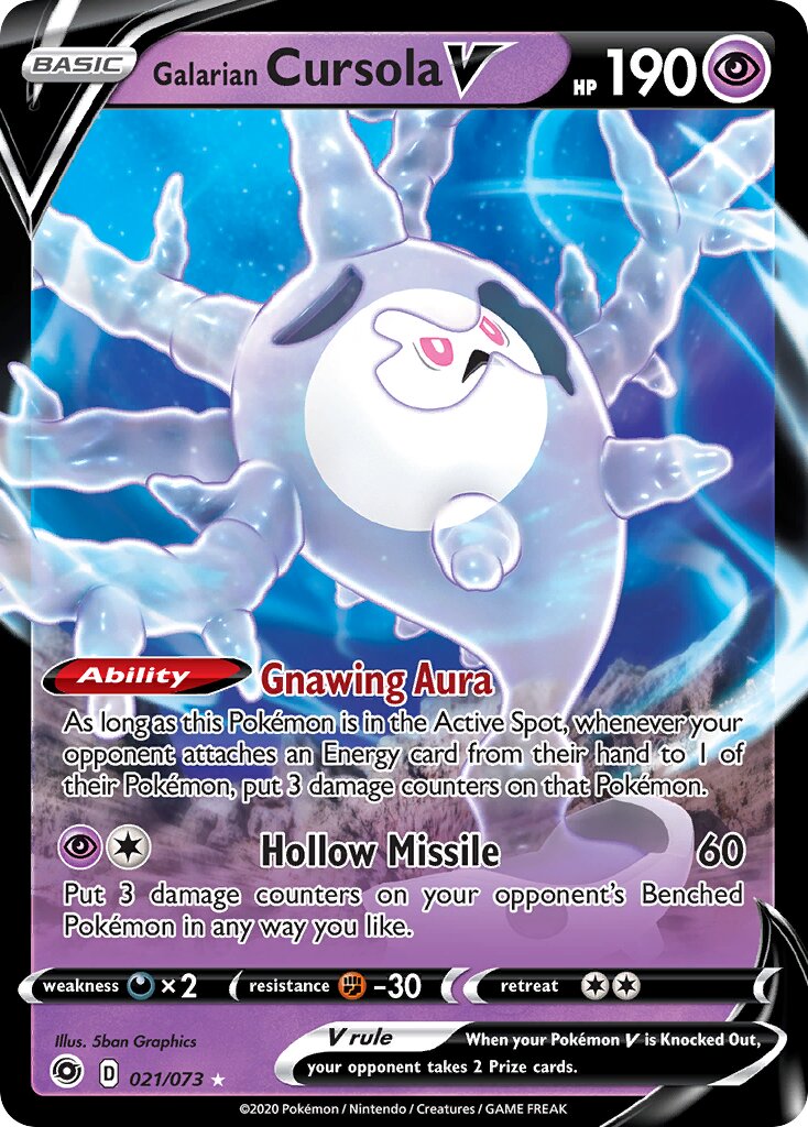 Galarian Cursola V 021/80 — Champion's Path (English Pokémon TCG card)