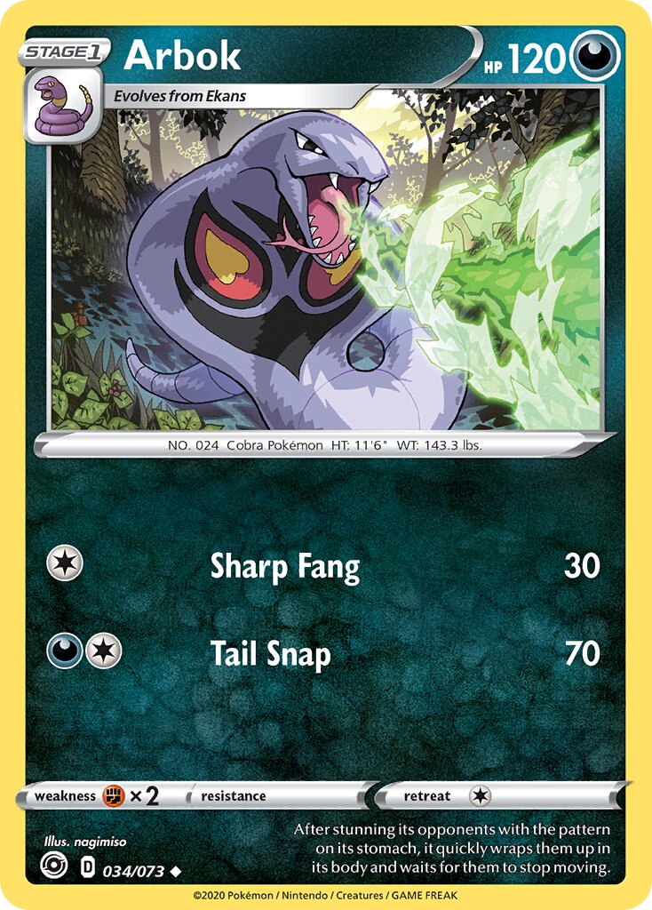 Arbok 034/80 — Champion's Path (English Pokémon TCG card)
