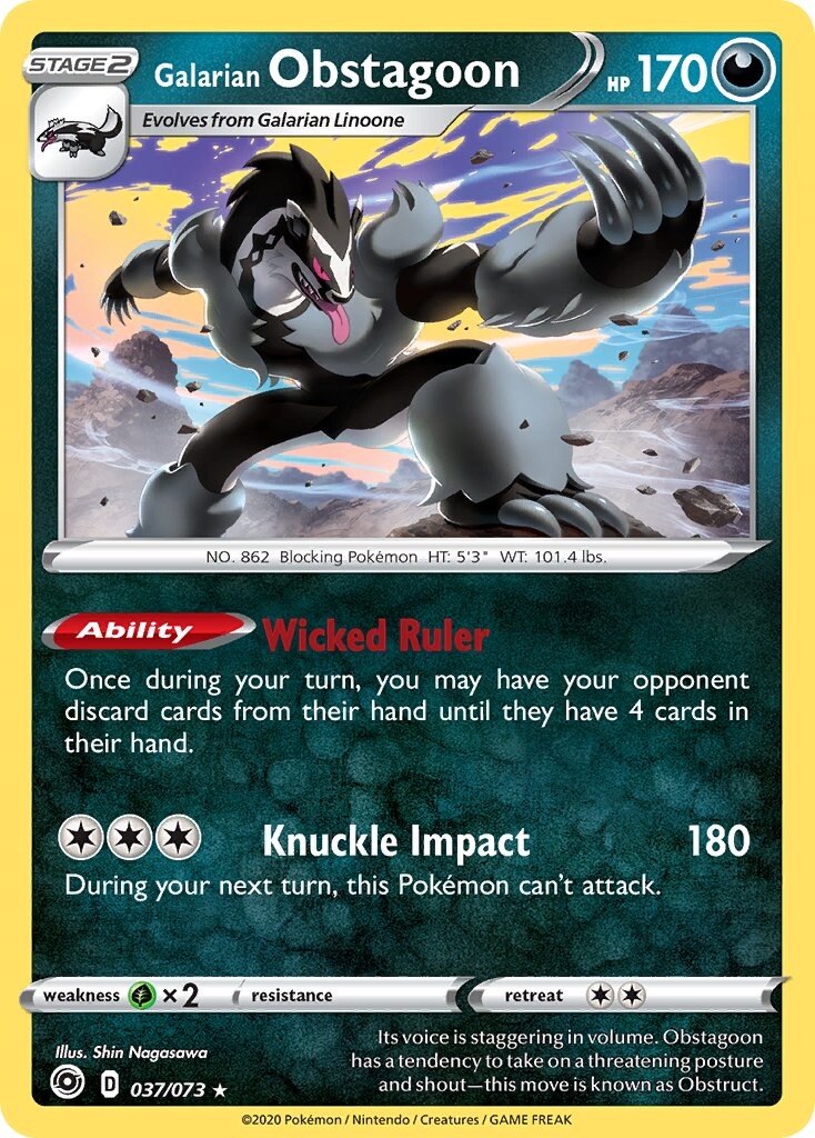 Galarian Obstagoon 037/80 — Champion's Path (English Pokémon TCG card)