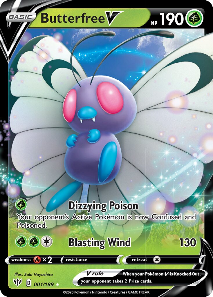 Butterfree V 001/201 — Darkness Ablaze (English Pokémon TCG card)