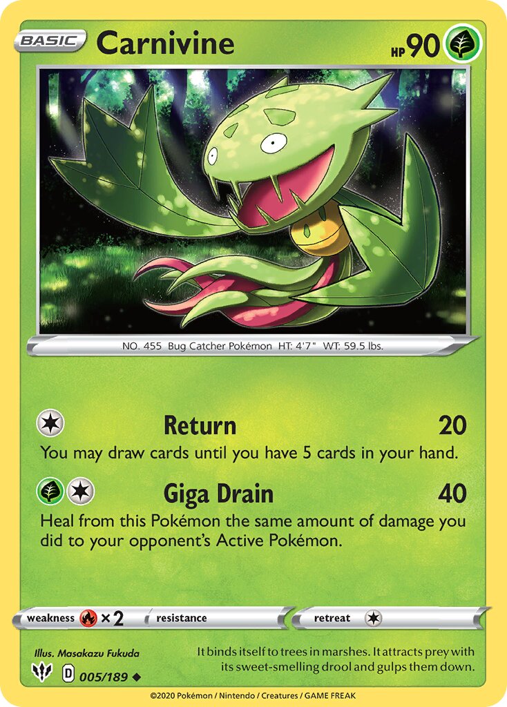 Carnivine 005/201 — Darkness Ablaze (English Pokémon TCG card)