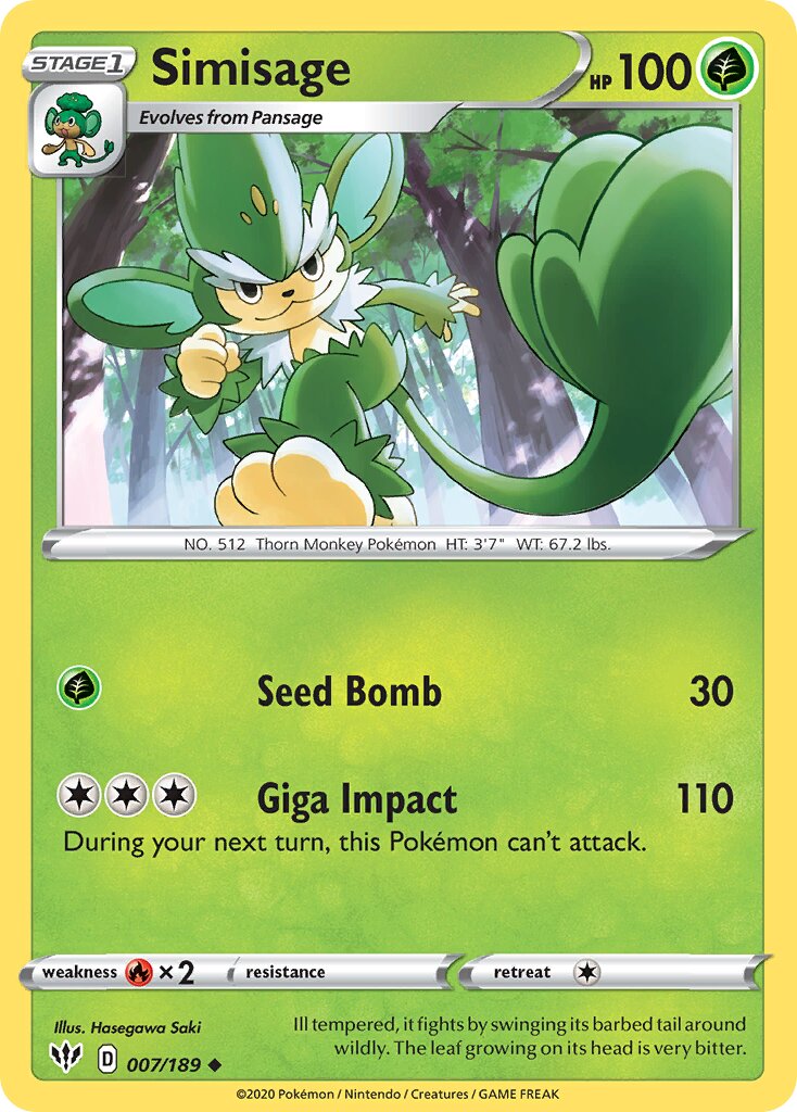Simisage 007/201 — Darkness Ablaze (English Pokémon TCG card)