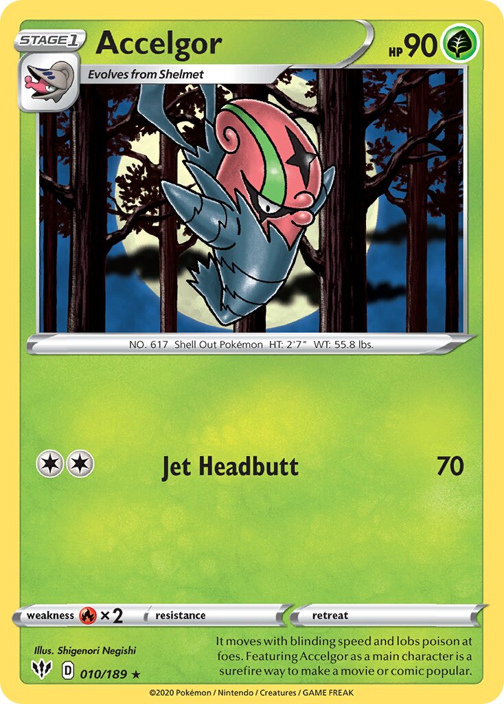 Accelgor 010/201 — Darkness Ablaze (English Pokémon TCG card)