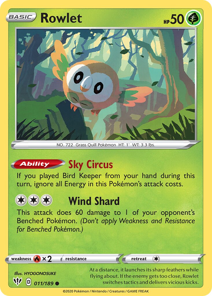 Rowlet 011/201 — Darkness Ablaze (English Pokémon TCG card)