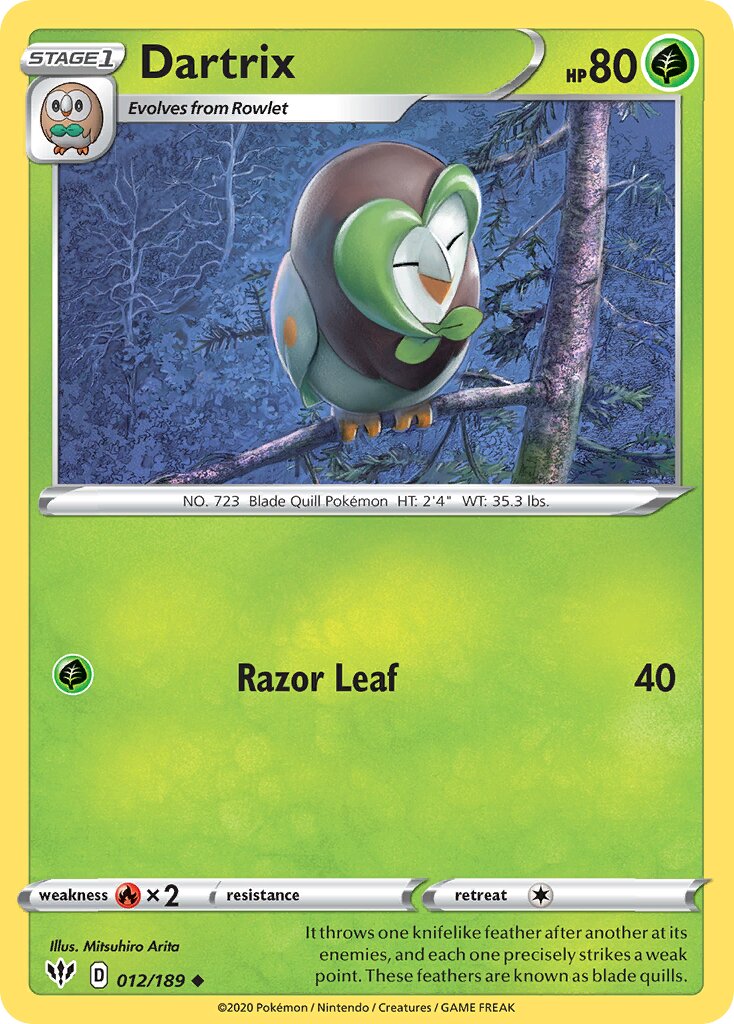 Dartrix 012/201 — Darkness Ablaze (English Pokémon TCG card)