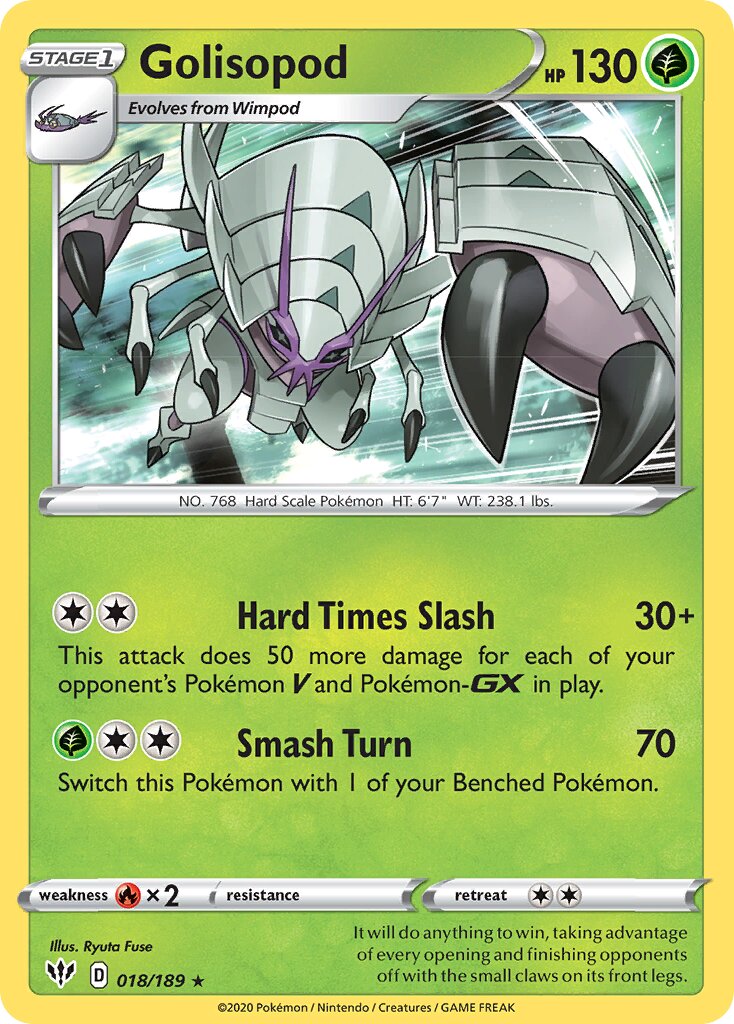 Golisopod 018/201 — Darkness Ablaze (English Pokémon TCG card)