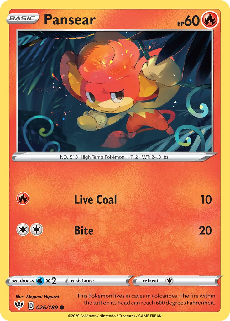 Pansear 026/201 — Darkness Ablaze (English Pokémon TCG card)