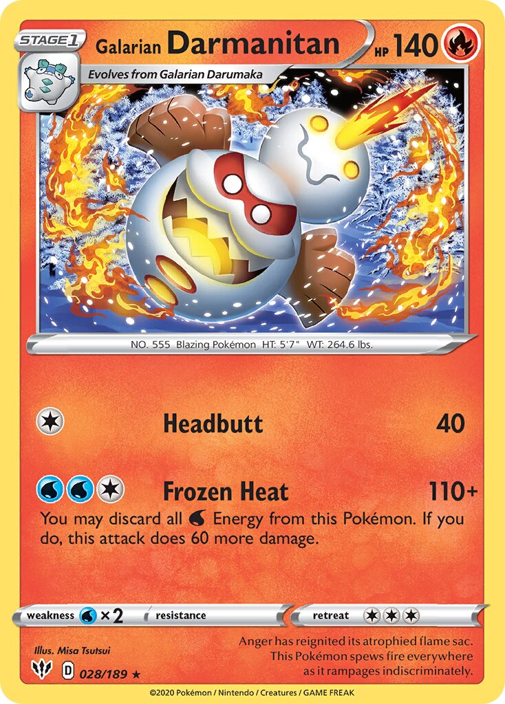 Galarian Darmanitan 028/201 — Darkness Ablaze (English Pokémon TCG card)