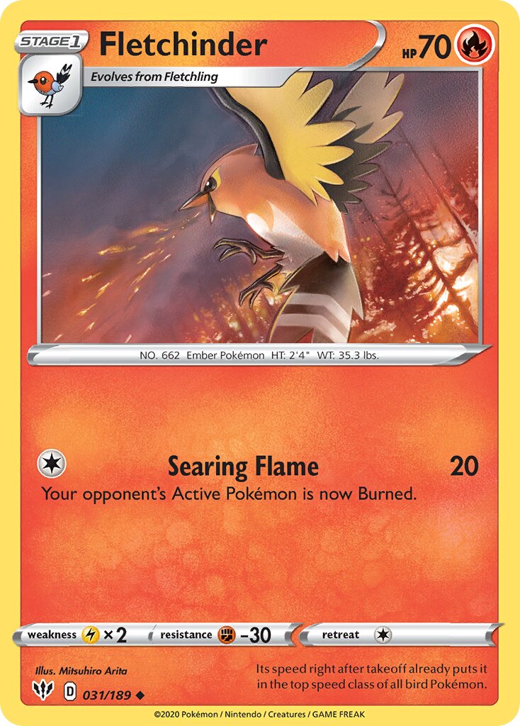 Fletchinder 031/201 — Darkness Ablaze (English Pokémon TCG card)