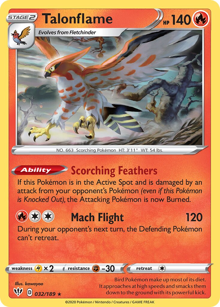 Talonflame 032/201 — Darkness Ablaze (English Pokémon TCG card)