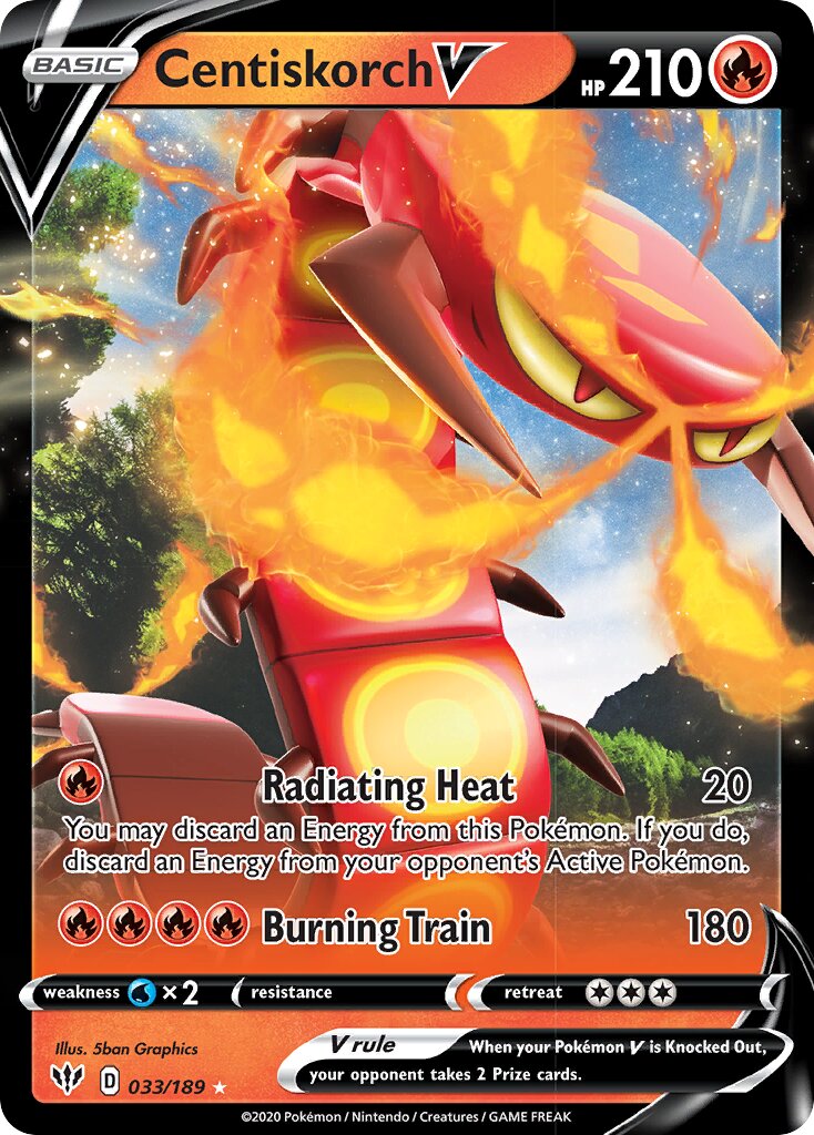 Centiskorch V 033/201 — Darkness Ablaze (English Pokémon TCG card)