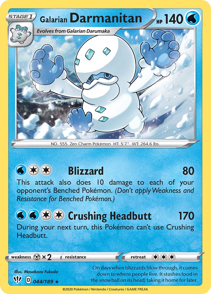 Galarian Darmanitan 044/201 — Darkness Ablaze (English Pokémon TCG card)
