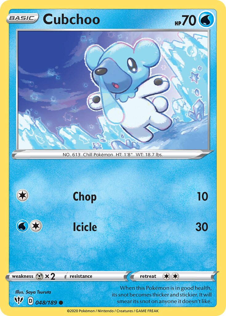 Cubchoo 048/201 — Darkness Ablaze (English Pokémon TCG card)
