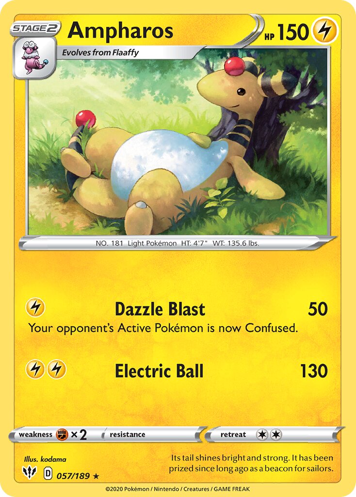 Ampharos 057/201 — Darkness Ablaze (English Pokémon TCG card)