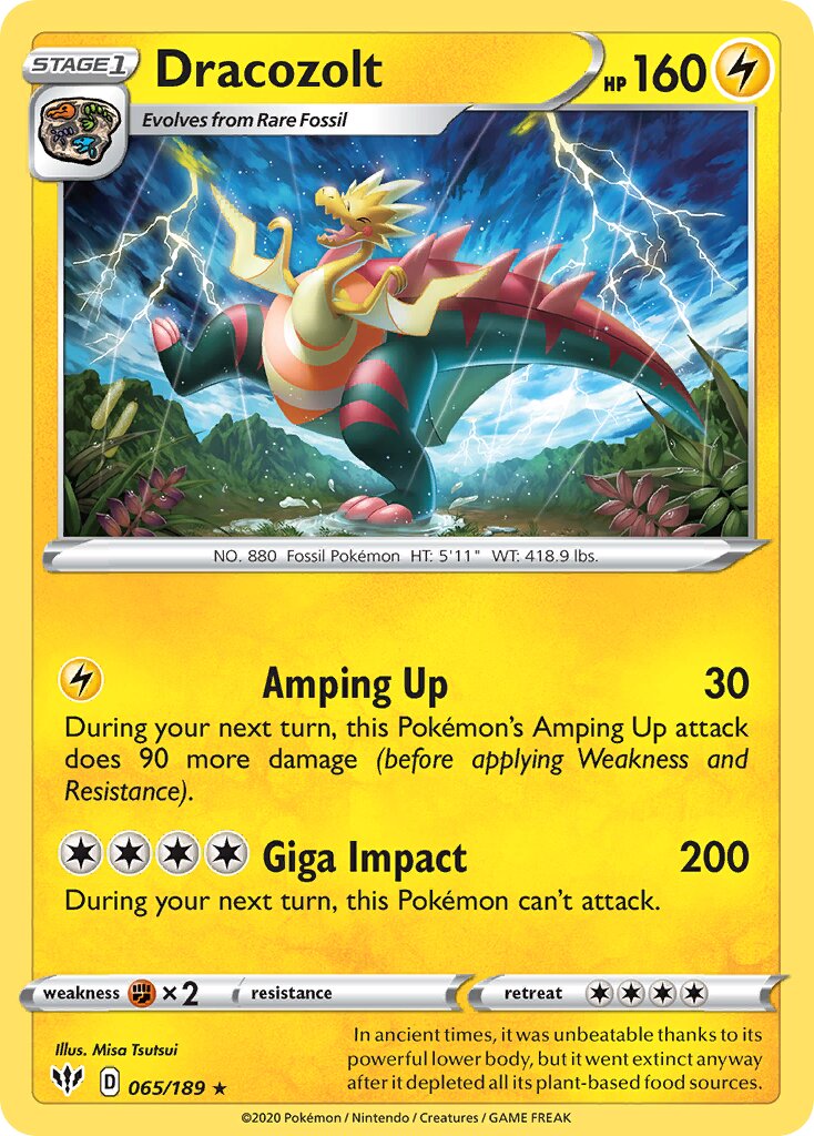 Dracozolt 065/201 — Darkness Ablaze (English Pokémon TCG card)