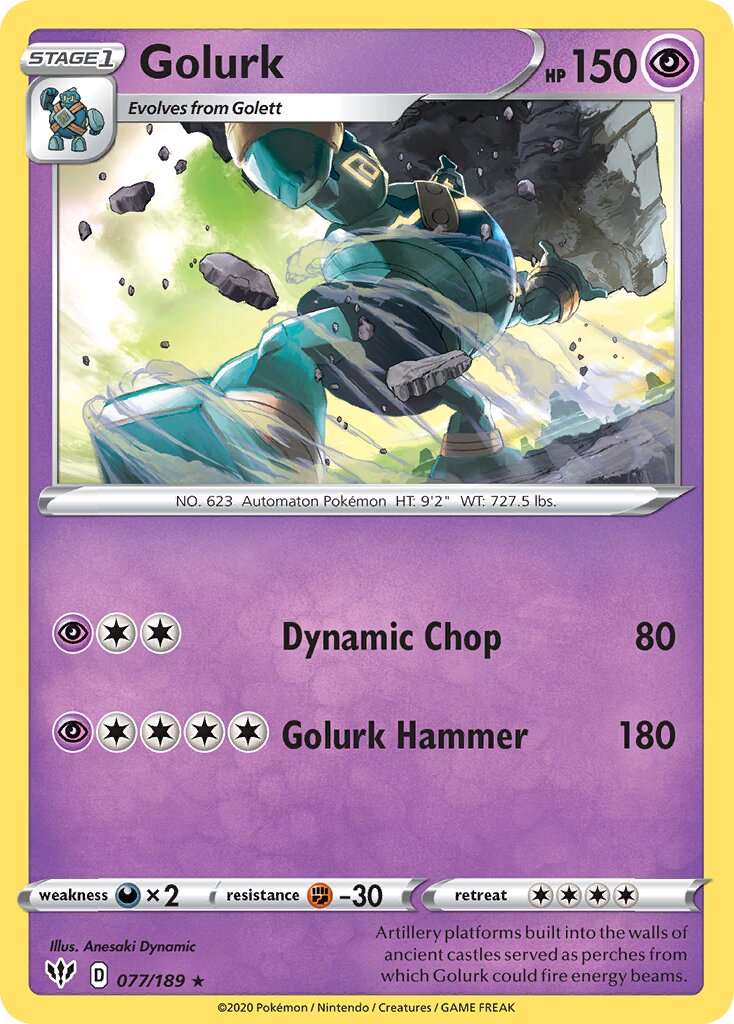 Golurk 077/201 — Darkness Ablaze (English Pokémon TCG card)
