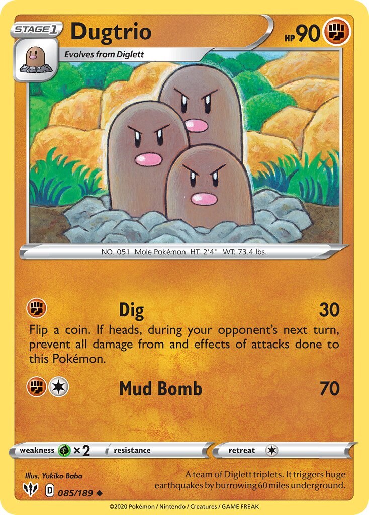 Dugtrio 085/201 — Darkness Ablaze (English Pokémon TCG card)