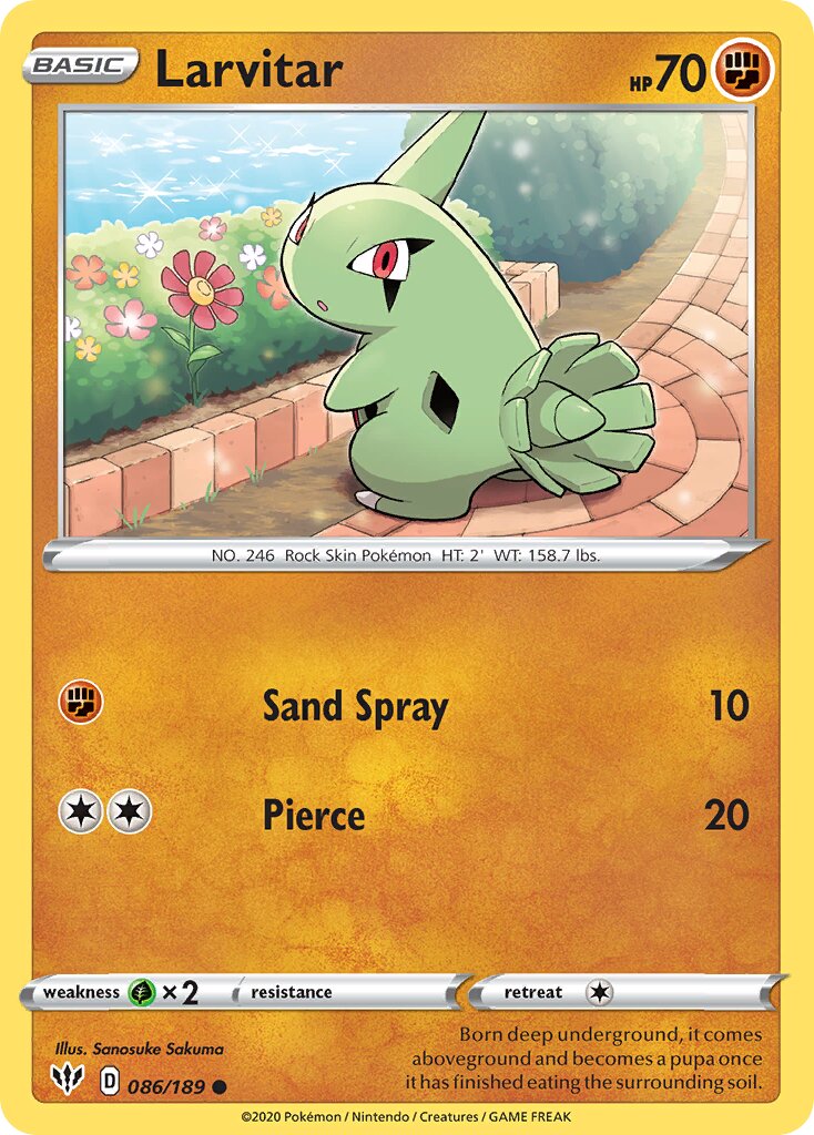 Larvitar 086/201 — Darkness Ablaze (English Pokémon TCG card)