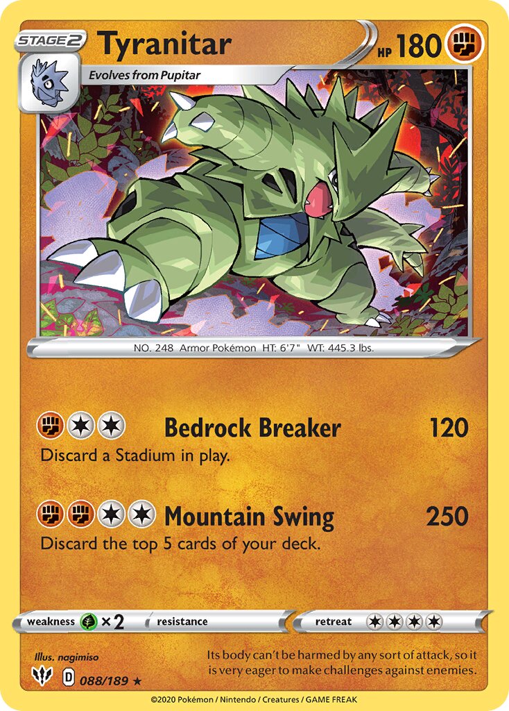 Tyranitar 088/201 — Darkness Ablaze (English Pokémon TCG card)