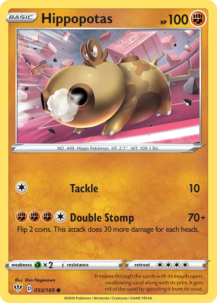 Hippopotas 093/201 — Darkness Ablaze (English Pokémon TCG card)