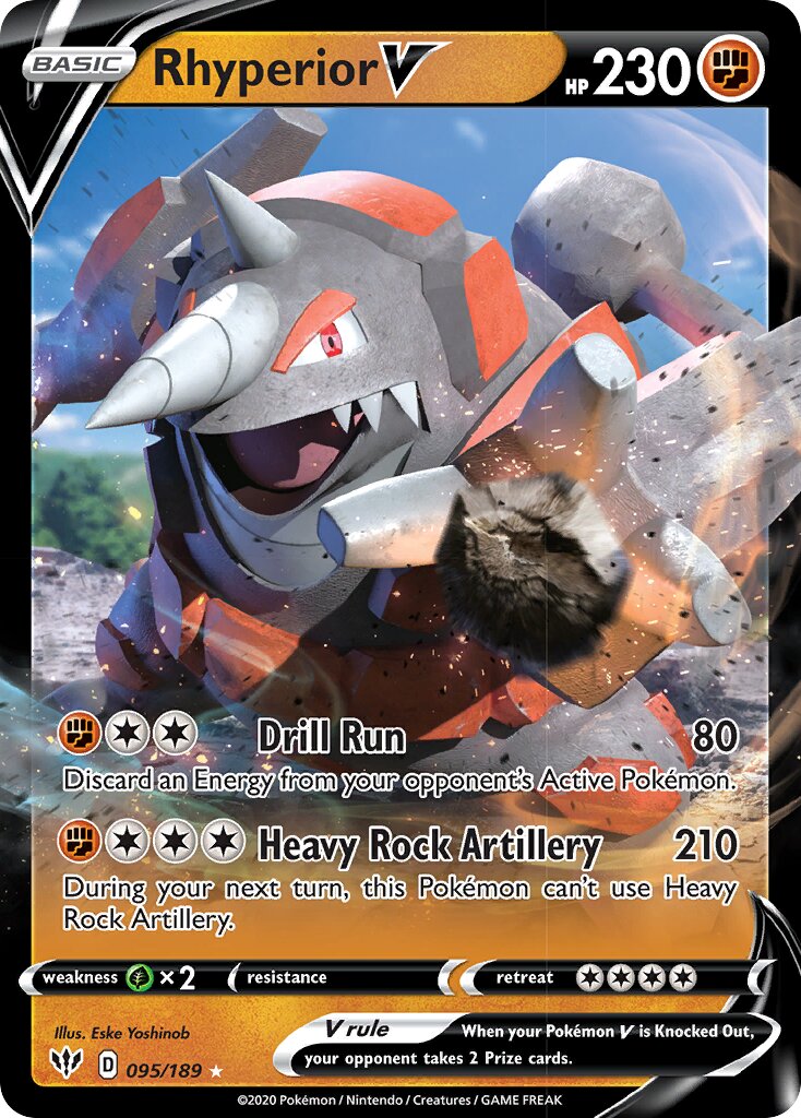 Rhyperior V 095/201 — Darkness Ablaze (English Pokémon TCG card)
