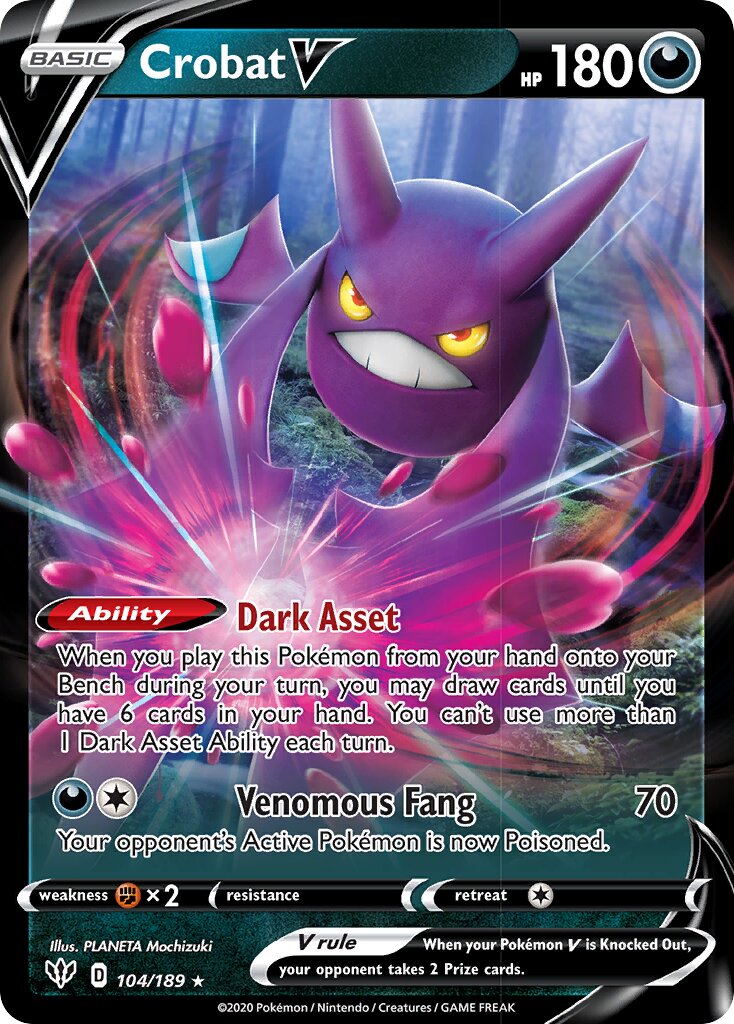 Crobat V 104/201 — Darkness Ablaze (English Pokémon TCG card)