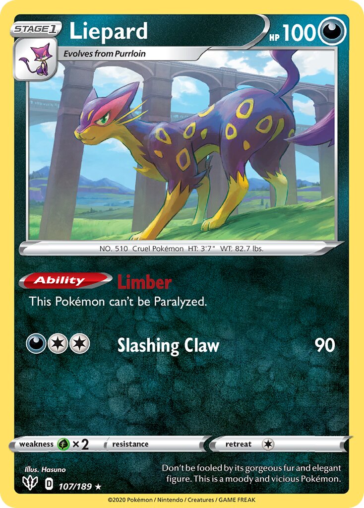 Liepard 107/201 — Darkness Ablaze (English Pokémon TCG card)