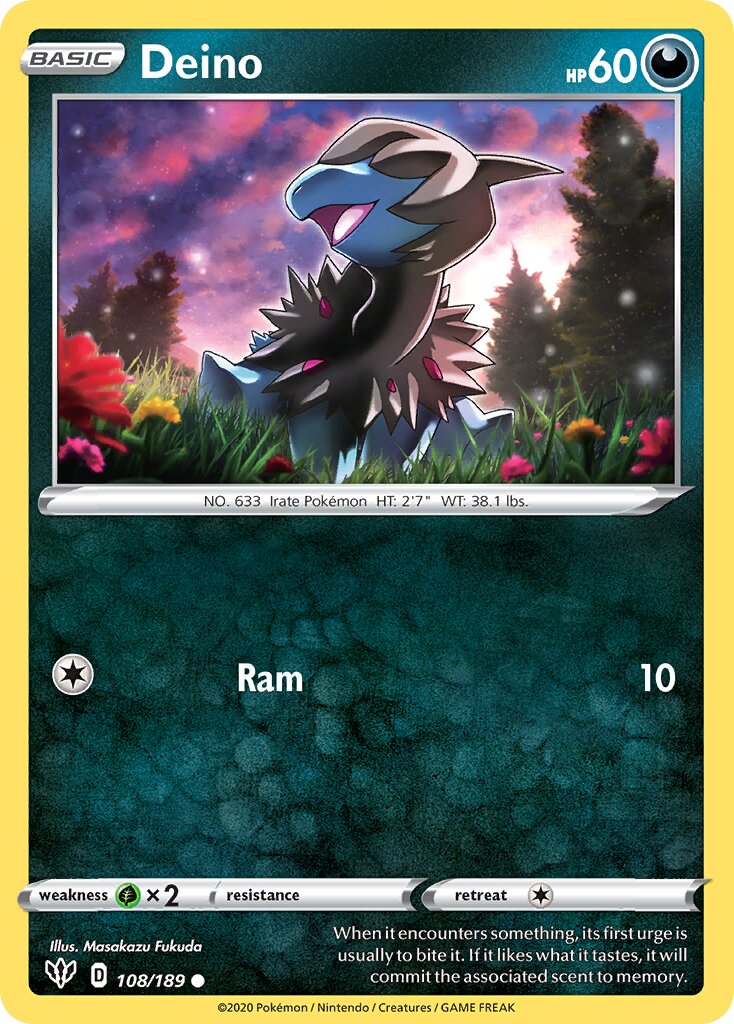Deino 108/201 — Darkness Ablaze (English Pokémon TCG card)