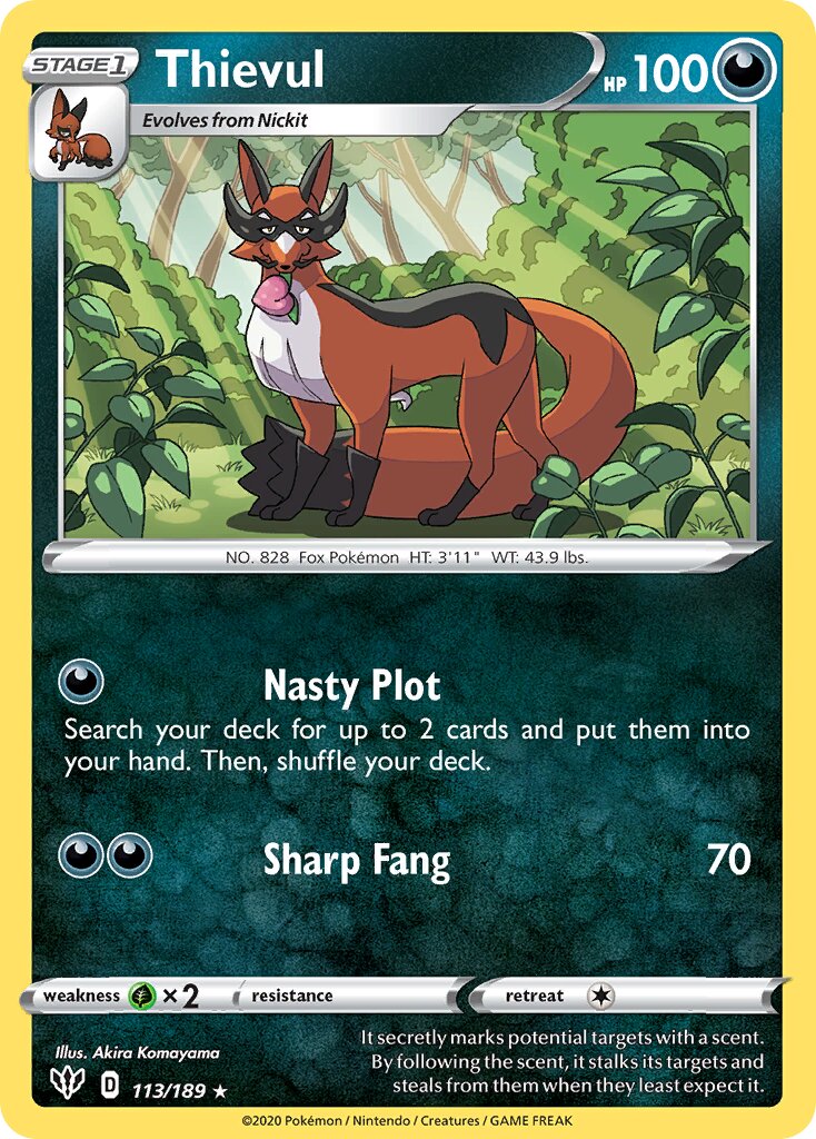 Thievul 113/201 — Darkness Ablaze (English Pokémon TCG card)
