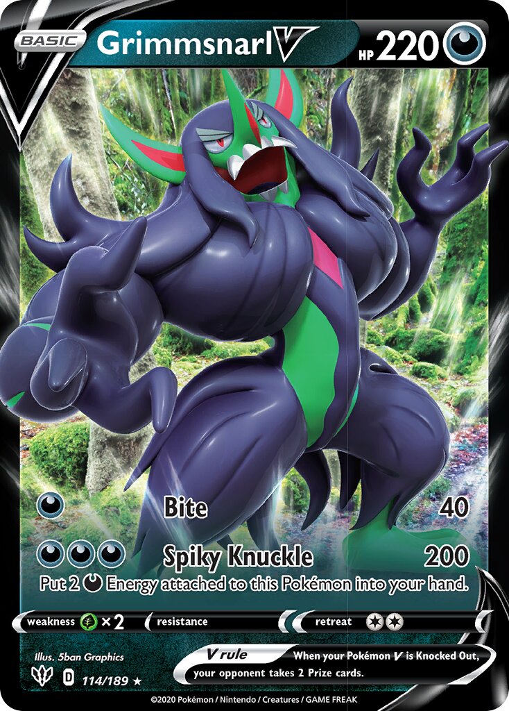 Grimmsnarl V 114/201 — Darkness Ablaze (English Pokémon TCG card)