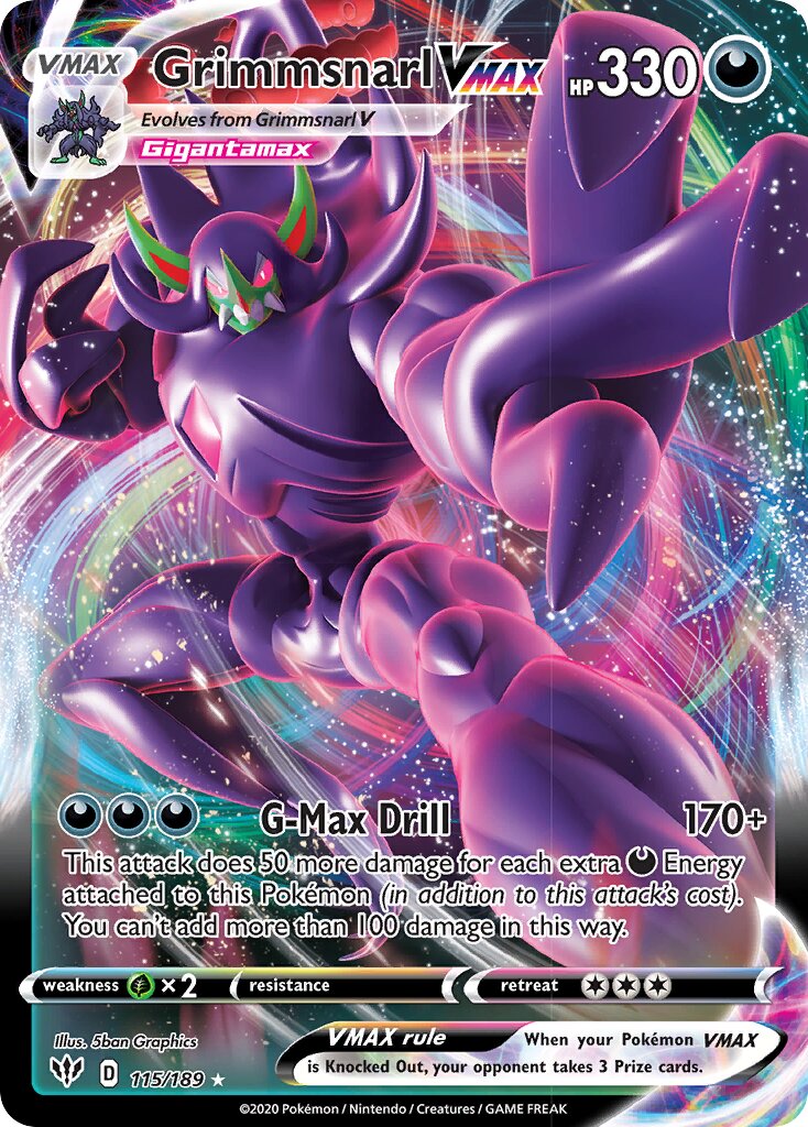 Grimmsnarl VMAX 115/201 — Darkness Ablaze (English Pokémon TCG card)