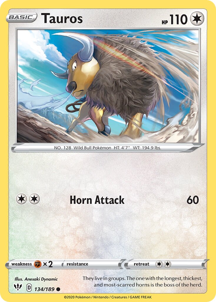 Tauros 134/201 — Darkness Ablaze (English Pokémon TCG card)