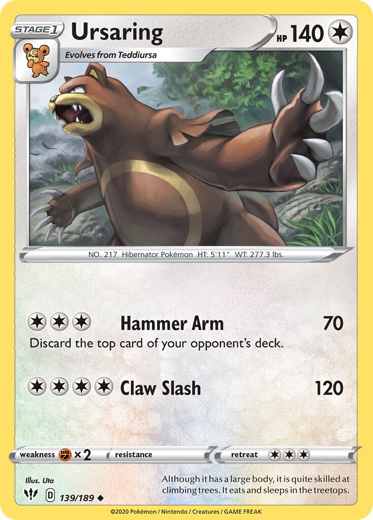 Ursaring 139/201 — Darkness Ablaze (English Pokémon TCG card)