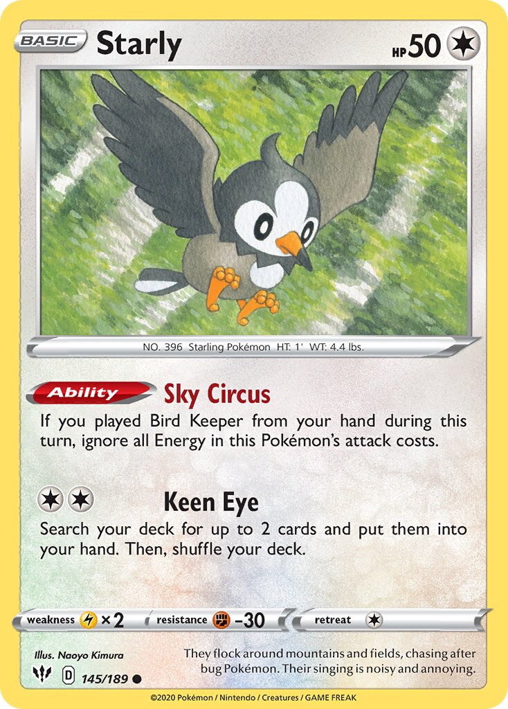 Starly 145/201 — Darkness Ablaze (English Pokémon TCG card)