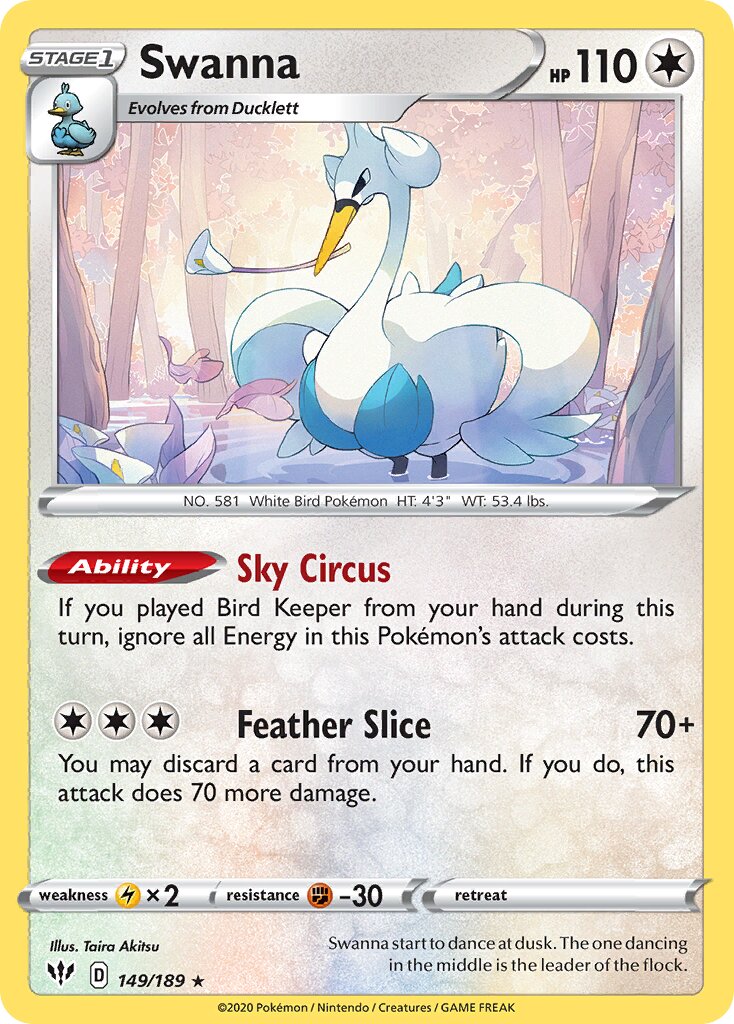 Swanna 149/201 — Darkness Ablaze (English Pokémon TCG card)