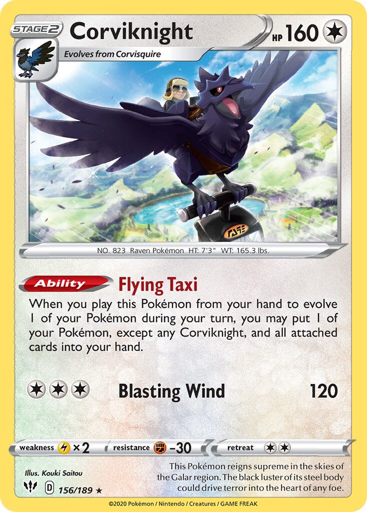 Corviknight 156/201 — Darkness Ablaze (English Pokémon TCG card)