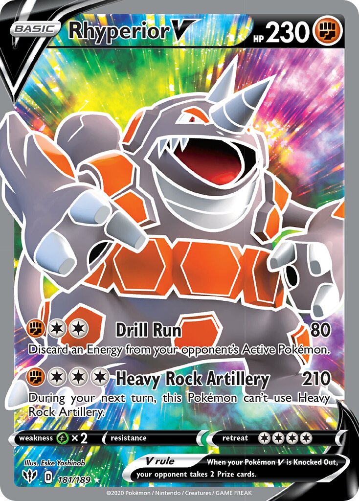 Rhyperior V 181/201 — Darkness Ablaze (English Pokémon TCG card)