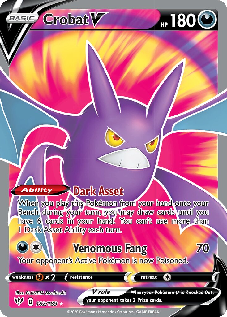 Crobat V 182/201 — Darkness Ablaze (English Pokémon TCG card)