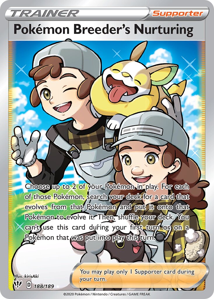 Pokémon Breeder's Nurturing 188/201 — Darkness Ablaze (English Pokémon TCG card)