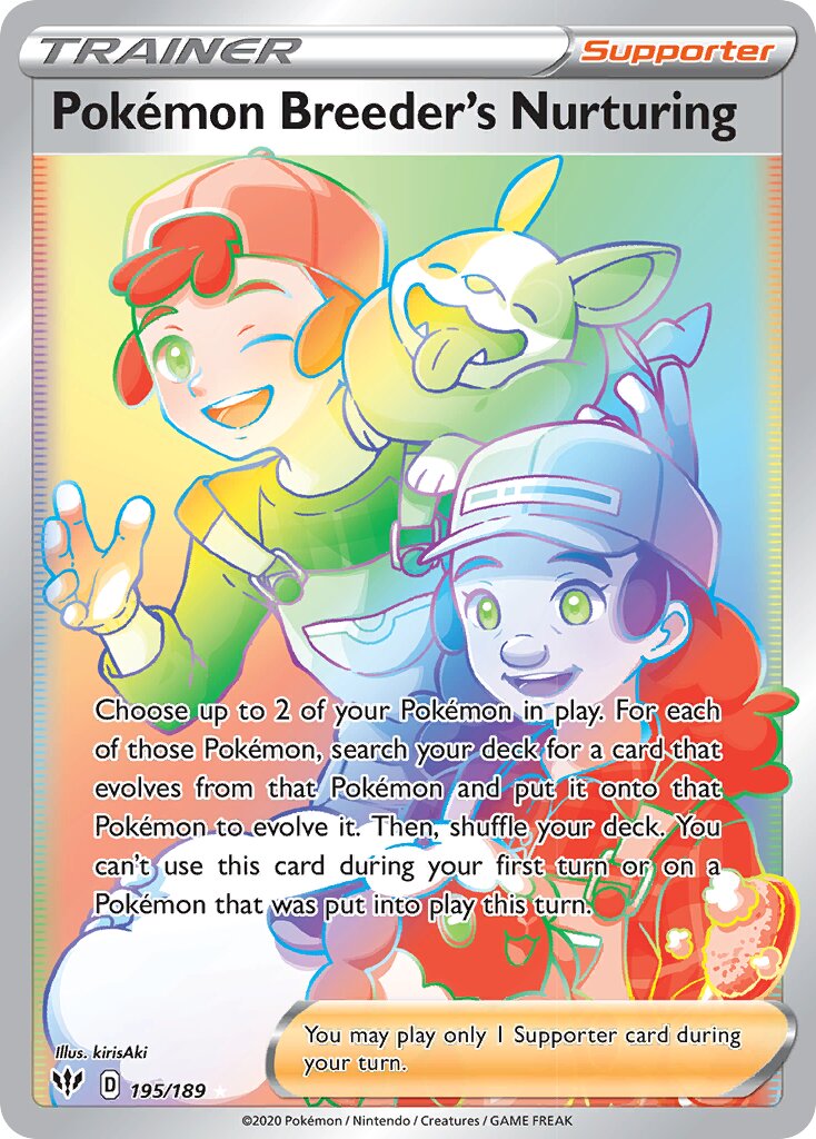 Pokémon Breeder's Nurturing 195/201 — Darkness Ablaze (English Pokémon TCG card)
